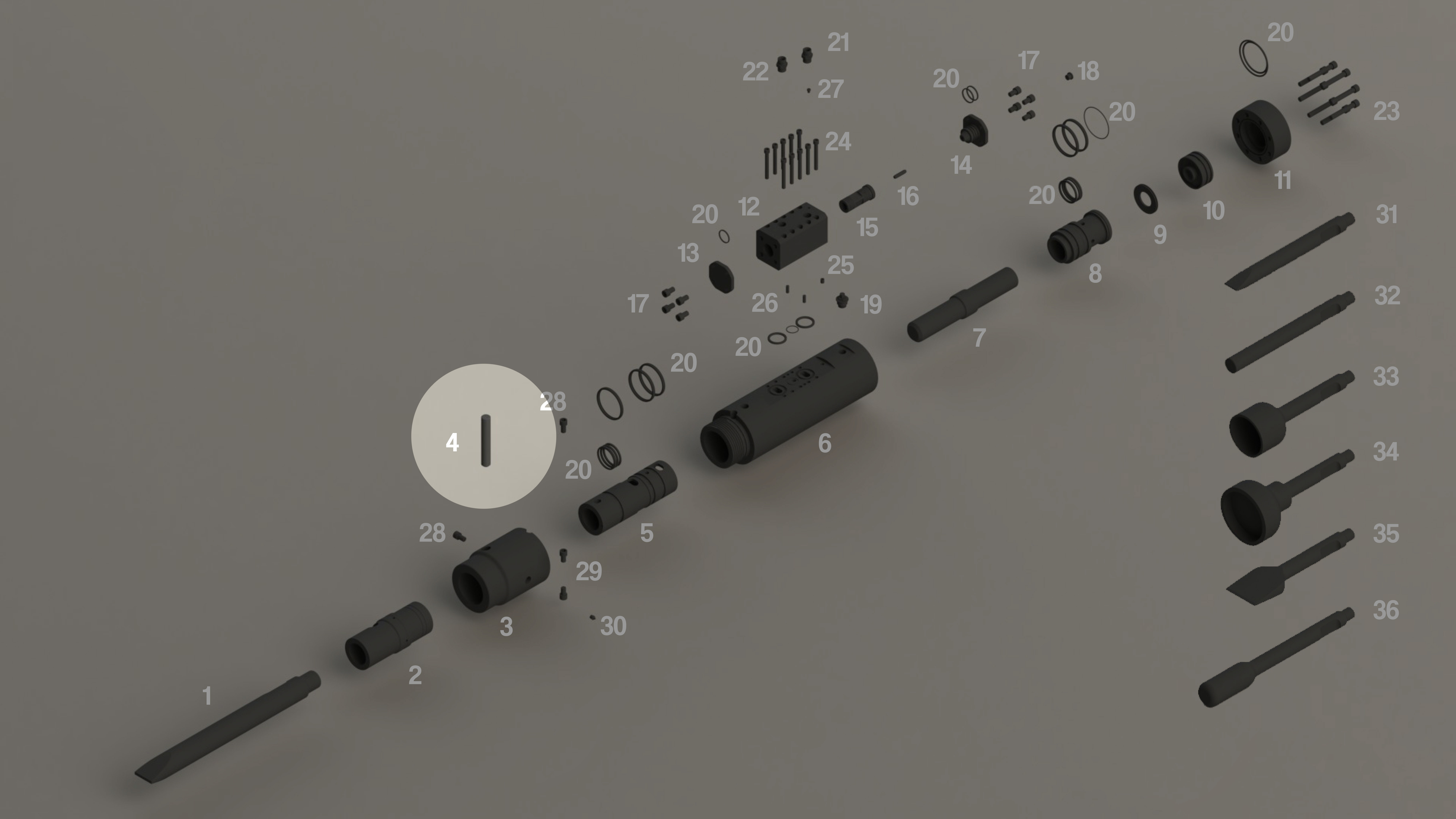 R75-R80 - Axe de blocage (outil) - Repère vue éclatée 4